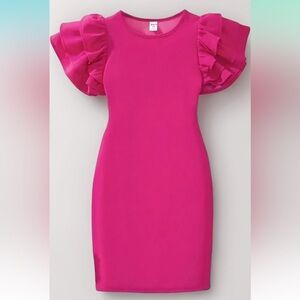 NWT Girls Sweaty Rocks Pink Ruffle Sleeve Dress